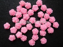 100pcs/lot 10mm Pink Resin Flower Flatbacks Cabochon For Scrapbooking Card Making DIY Jewelry Phone Pod Pad Decorations