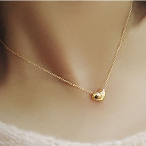 Pretty Gold Plated Heart Womens Bib Statement Chain Jewelry Necklace Good quality romantic heart pendant necklace