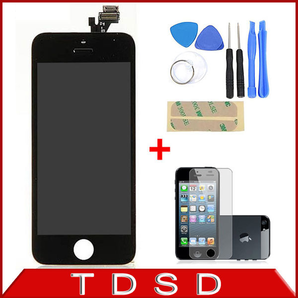 White Black 100 Guarantee LCD Display for Iphone5 Touch Screen Digitizer Assembly Tools Screen Protector for