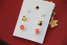 New lovely stay Meng Bear imitation pearls earrings inlaid rose gold color Bear titanium steel earrings