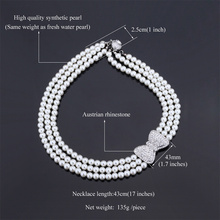 Lovely Bowknot Necklace Women Fashion Jewelry Sale New Trendy Platinum Plated Rhinestone Multilayers Withe Pearl Necklaces