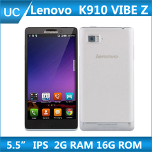 Original Lenovo K910 Vibe Z Mobile Phone 5.5” IPS Quad core Snadragon 800 CPU 2GB RAM 13MP Dual SIM 3G WCDMA GPS Android 4.4