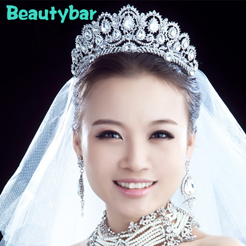2015 Fashion Royal Sparkling Crystal Luxury Vintage Oversize Hair Crown Wedding Bridal Hair Accessories Tiaras 