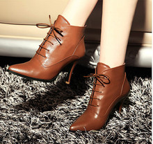 Size 35-39 Handmade pointed toe fashion women vintage martin boots knight Genuine leather platform boots free shipping