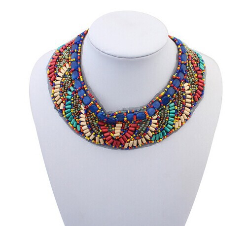 Colorful little beads false collar max necklace female boho chic fashion jewellery accessories wholesale maxi colar