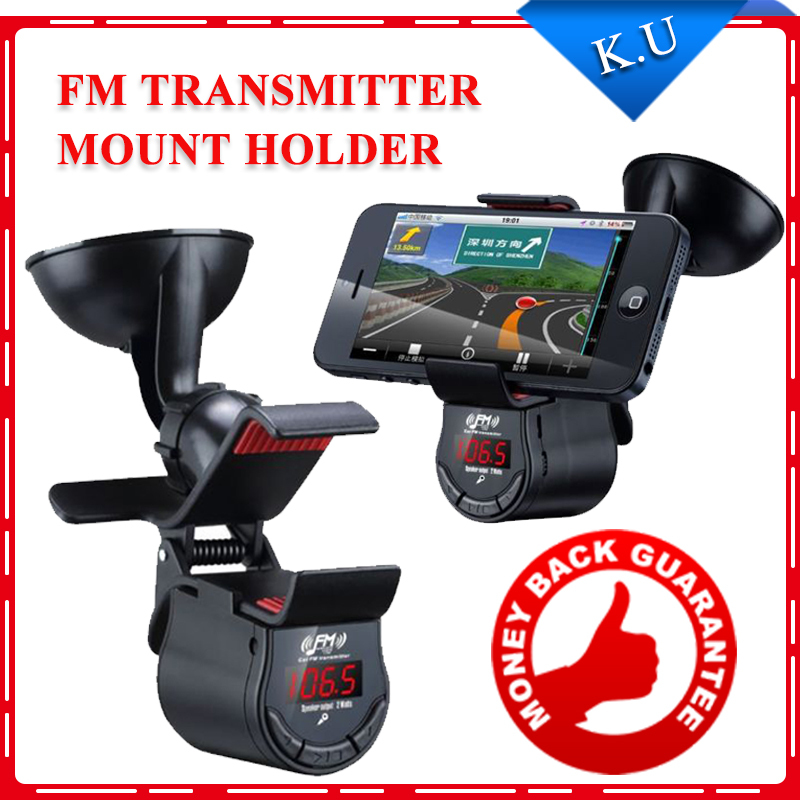 Hot Saling LCD Hands free FM Transmitter Mount CAR PHONE Holder HandsFree Car Kit For iPhone