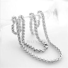 BA 3 4 5 6mm Silver Plated Stainless Steel Men Necklaces Jewelry 2014 Casual Sports Plain