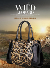 On Sale! 2014 new fashion Leopard Genuine Leather designer handbags Glossy patent leather Women’s shoulder bag Free Shipping