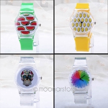 7 StylesJelly Silicone Transparent Plastic Women Quartz Windmill Watches Clear Wrist women dress Watches FMHM393#Y6