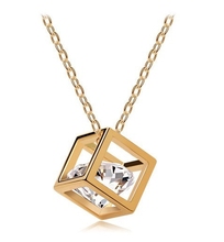Necklace High Quality Cute Geometric Crystal Pendant Necklaces Accessories 2014 Fashion Vintage Jewelry For Woman Free Shipping