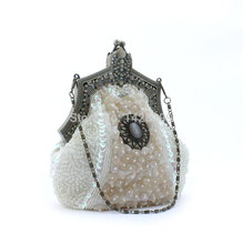 HYSON SHOP Luxury Vintage Beading Evening Bag Clutch Purses Women Fashion Soft Case Party Handbags Wedding Bag No.03321