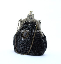HYSON SHOP Luxury Beading Evening Bag Princess Vintage Clutch Purse for Women Fashion Party Handbag Soft