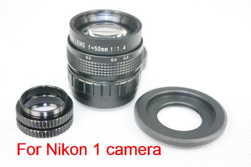 Black camera lens 50mm f1 4 CCTV Lens for Nikon 1 C Mount to Nikon 1