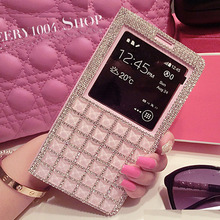 Luxury Bling Rhinestone Diamond for samsung galaxy Note2 Note3 S4 S5 S3 N7100 i9500 i9600 wallet flip phone leather view case