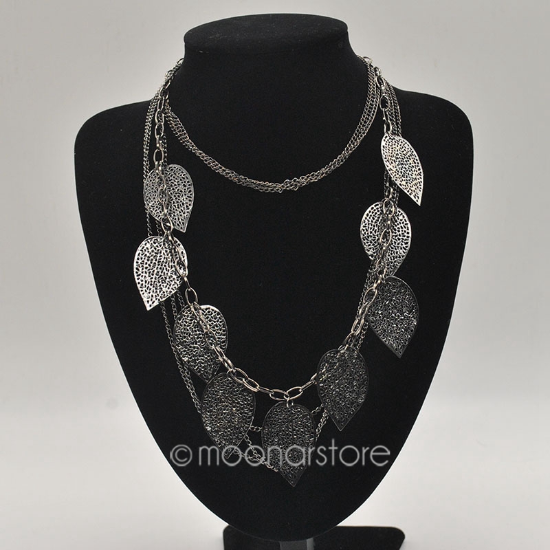 2014 Women Bohemian Multi layered Tassels Leaves Long Sweater Necklace Chic Jewelry Jewel Free Shipping FMHM239