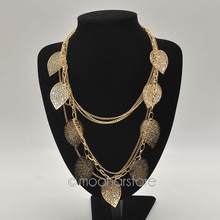 2014 Women Bohemian Multi layered Tassels Leaves Long Sweater Necklace Chic Jewelry Jewel Free Shipping FMHM239