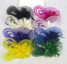 100pcs lot Wedding Bride Hair Accessories Feather Flower Mesh Headwear Marriage Party Ladies Hairband jt109