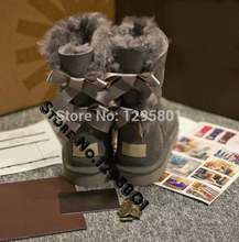 Snow boots 2014 new women shoes high end Italian brand real wool snow boots cute bow