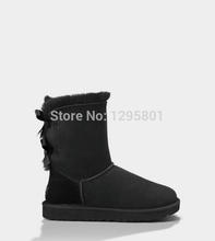 Snow boots 2014 new women shoes high end Italian brand real wool snow boots cute bow
