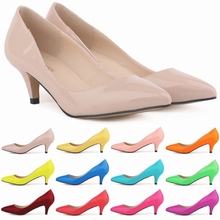 Classic Sexy Pointed Low Med Kitten Heels Women Pumps Shoes Spring Brand Design Wedding Shoes Pumps Big Size 35-42
