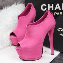 Korean version of the simple fine with waterproof suede with ultra thin sexy nightclub deep mouth fish mouth singles shoes