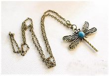 Dragonfly Pendants 2014 Retro Dragonfly Necklace Vintage Bronze Crystal Women Necklace PPJ127P50