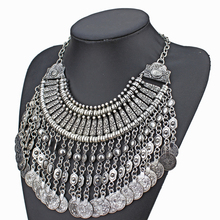 Fashion Coin Collar Fringe Chain Necklace Bohemian Silver Statement Handcraft Ethnic Necklaces 2014 Festival Turkish Jewelry