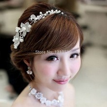 Bridal Bridesmaid Pearl Diamante Butterfly Love Flower Headband Wedding Tiara