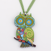 owl necklace acrylic colorful new 2014 lovely cute animal bird pendant fashion girls woman winter jewelry