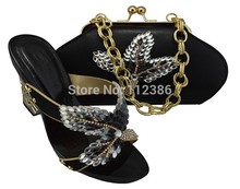 2014 Special fashion shoe and bag matching set for free shipping blk color size 39-43