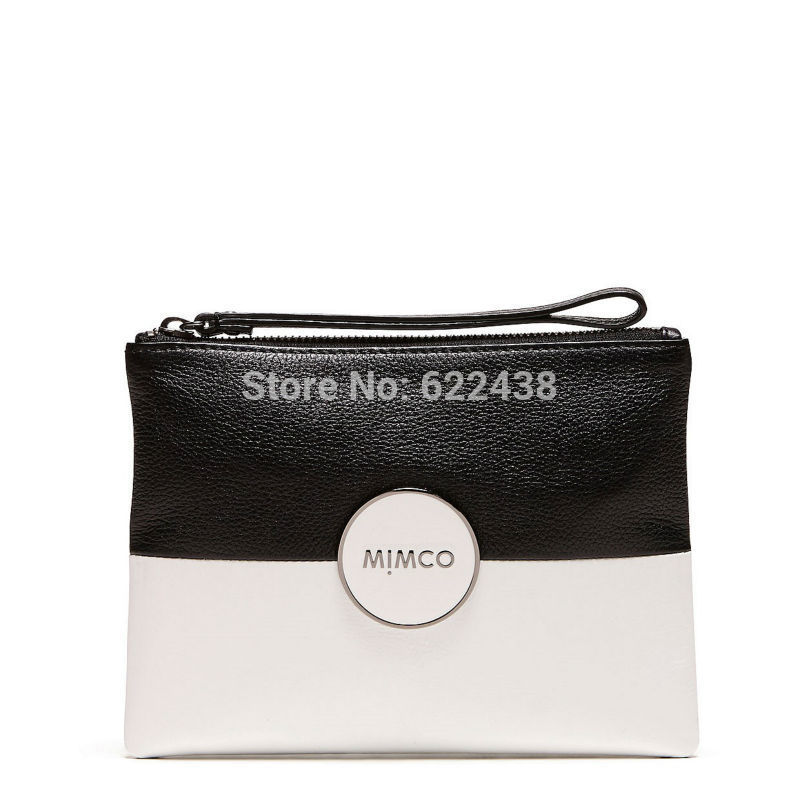 FREE SHIPPING Mimco TANDEM Medium Lovely pouch Black white leather mimco lovers style top quality wallet