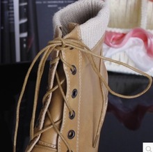 Snow ankle female winter shoes lacing martin boots female winter thick heel boots black motorcycle ankle