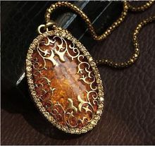 European and American vintage jewelry hollow Fangzuan female long necklace wholesale Free Shipping