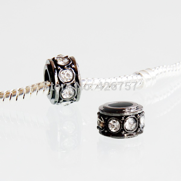 10pcs 10mm alloy big hole rondelle beads DIY rhinestone European Beads fit Pandora Bracelet necklace free