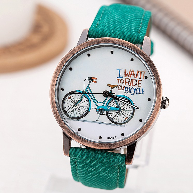 Women Wristwatch 2014 New Fashion Casual Watches Cute Cartoon Bike Geniune Leather Dress Watches Women Quartz