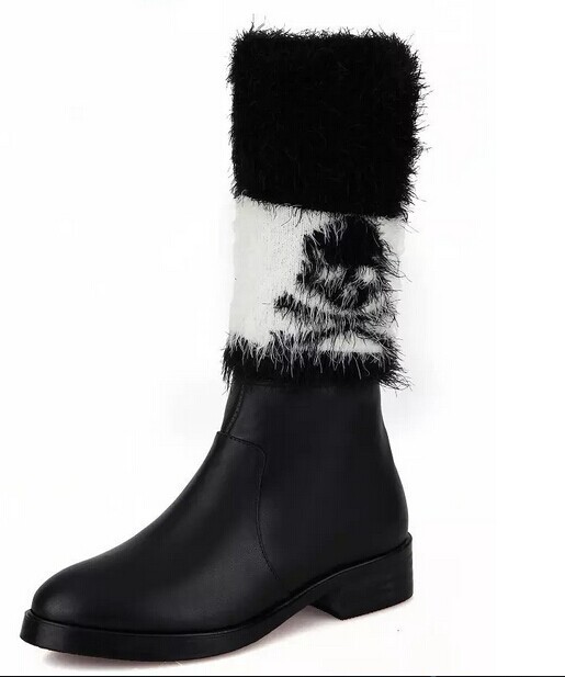 new 2014 autumn winter fashion brand women s shoes square Heels knee high Boots genuine leather