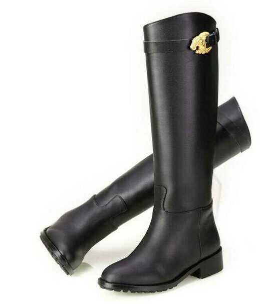 new 2014 autumn winter fashion brand women s shoes round toe square Heels knee high genuine