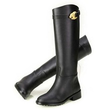 new 2014 autumn winter fashion brand women’s shoes round toe square Heels knee-high genuine leather boots size 35-40 , 2348