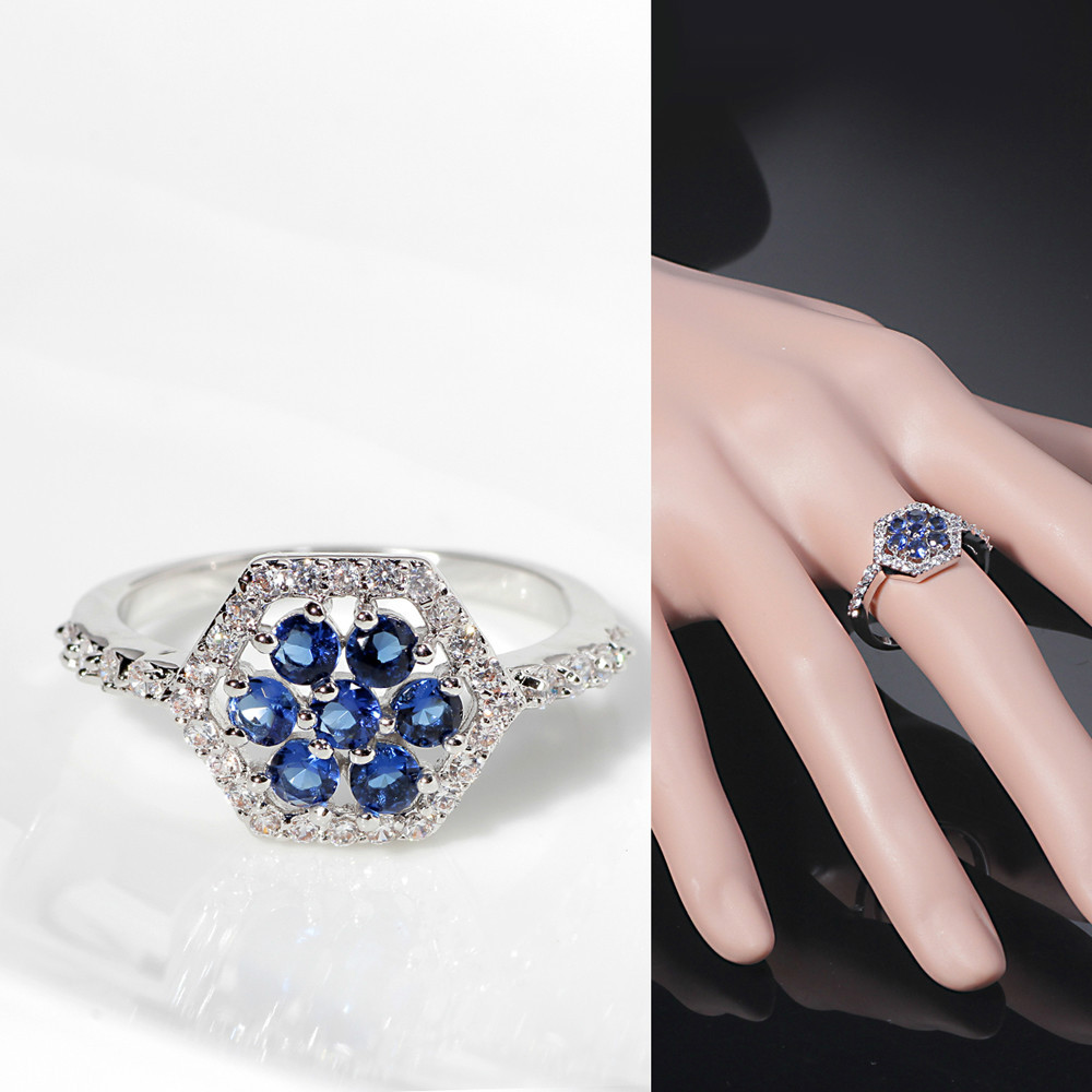 Rom New fantaisie exagérée royale bleu bagues de fiançailles pour ... Rom New fantaisie exagérée royale bleu bagues de fiançailles pour ...