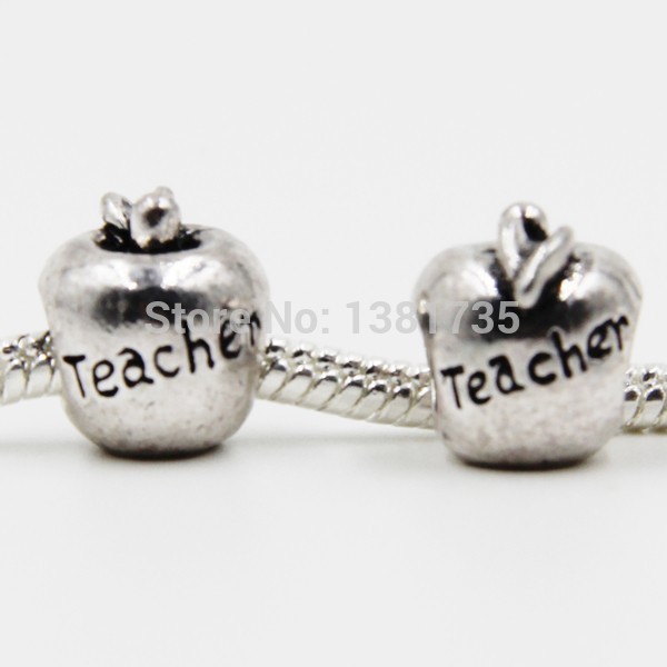10pcs 10 12mm Tone Silver European Charm Apple Beads Fit Pandora Bracelets Necklace DIY Free Shipping