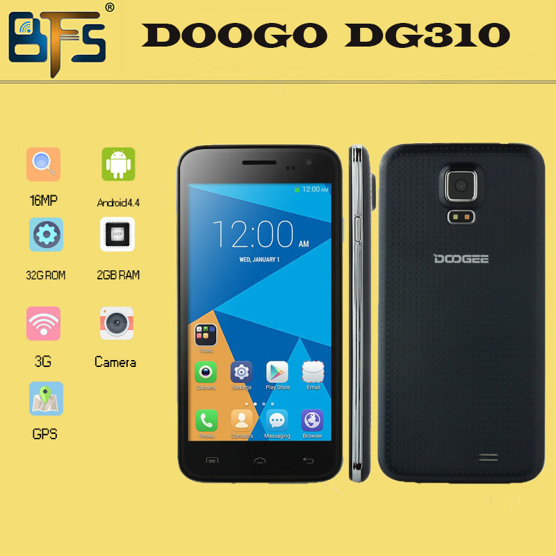 Original Doogee DG310 MTK6582 Quad Core Mobile Phone 5inch IPS Screen 1GB 4GB 5MP Camera Android