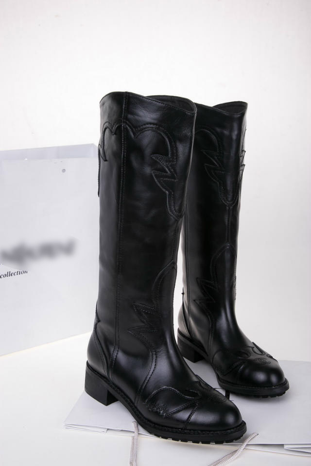 new 2014 autumn winter fashion brand women s shoes round toe square Heels genuine leather knee