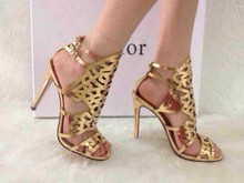 sexy 2014 summer fashion women luxury brand designed high heels Sandals genuine leather gladiator goldden butterfly party shoes
