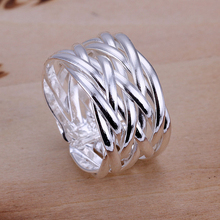 Free Shipping 925 Sterling Silver Ring Fine Fashion Weaving Net Silver Jewelry Ring Women&Men Gift Finger Rings SMTR022