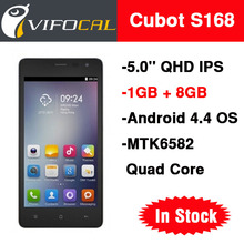 Original Cubot S168 MTK6582 Quad Core Smart Mobile Phone 5.0″ 5 Inch IPS QHD Android 4.4 1GB RAM 8GB ROM 3G WCDMA 8MP GPS WiFi