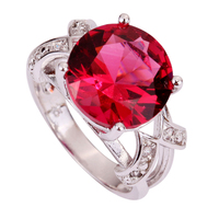 New Fashion Pretty Pink Tourmaline 925 Silver Ring Round Cut Size 6 7 8 9 Wholesale Free Shipping For Women Jewelry
