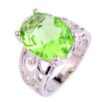 2015 Fashion Green Amethyst For Party 925 Silver Ring Oval Cut Size 7 8 9 10 Wholesale Free Shipping For Women Jewelry
