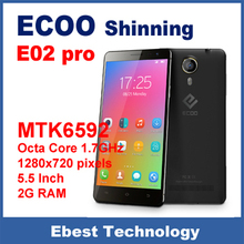 Original ECOO SHINNING E02 Pro Android Smart phone Android 4.4 OS 5.5 Inch HD  IPS MTK6592 Octa Core 1.7GHz 2G RAM 16G ROM 13MP