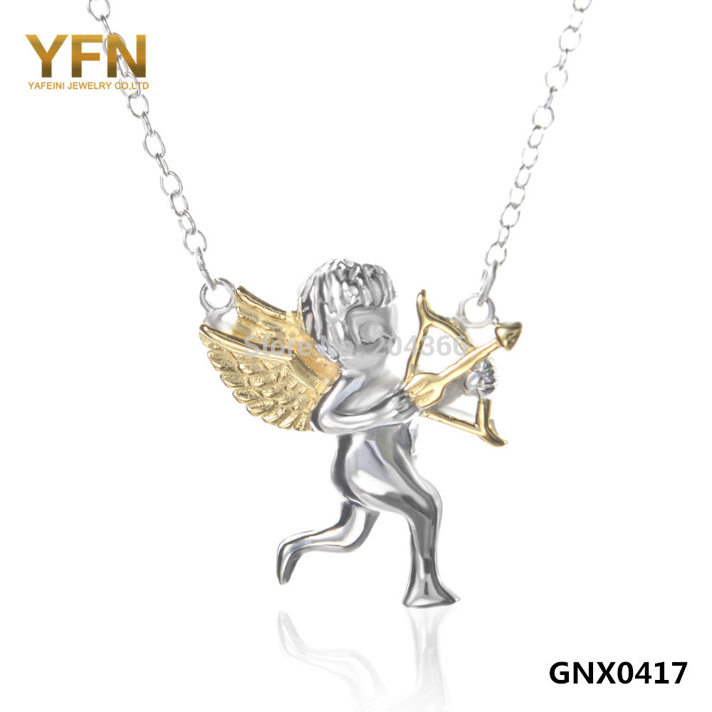 GNX0417 Fashion Necklace For Women 2015 Bijoux Genuine 925 Sterling Silver Jewelry Cupid Angel Charms Necklace