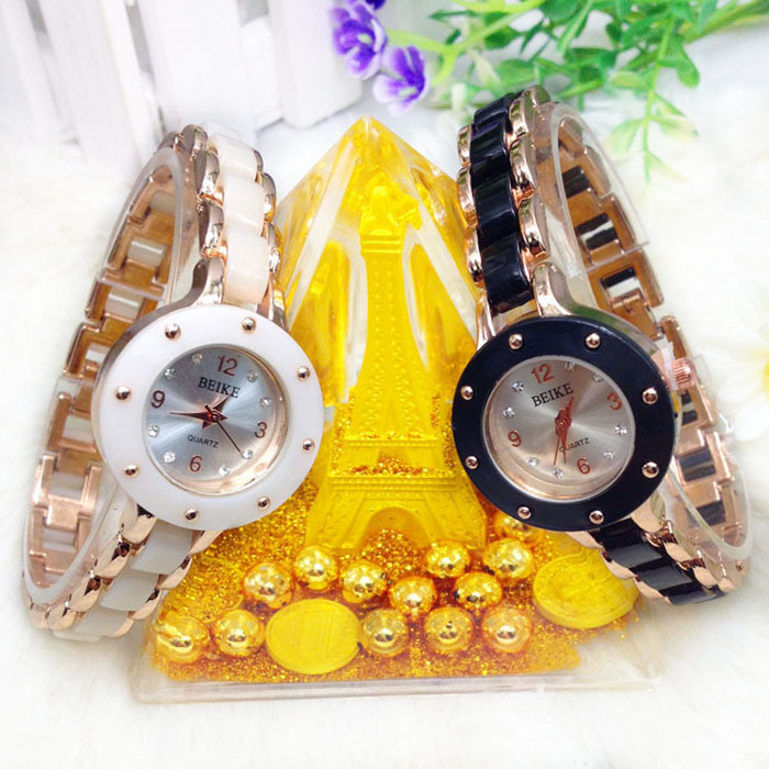 Fashion 2015 Hot Sale Jewelry Quartz Women diamond ceramic Strap 2 Colors Super Quality Bracelet watches